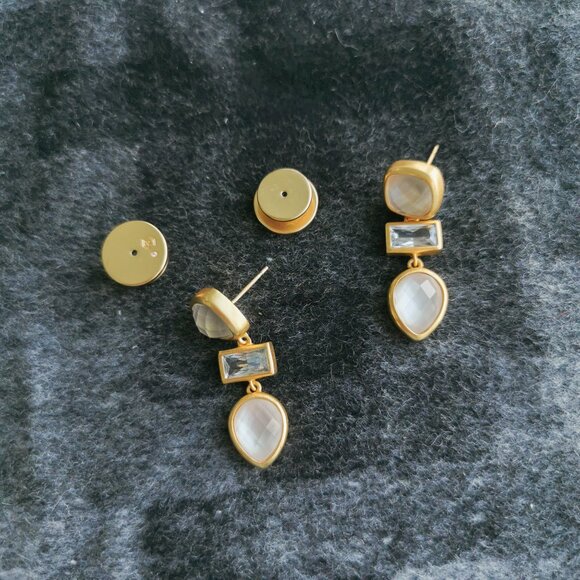 Julie Vos Antonia Gold Clear Crystal Earrings BRAND NEW - Picture 3 of 3